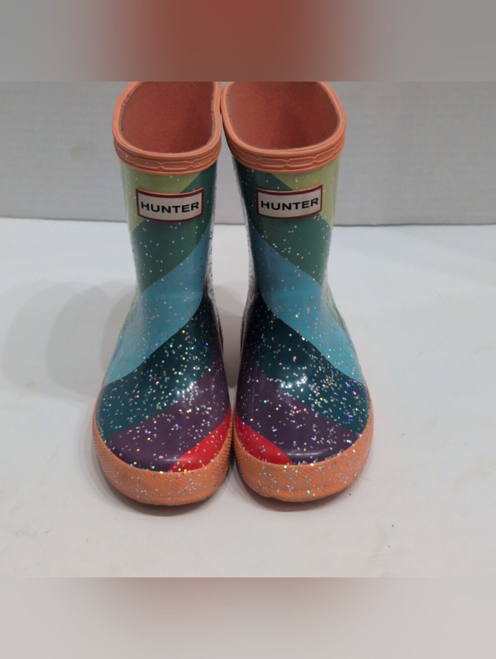 Hunter First Classic Rainbow Glitter Boots Toddler Girl's UK6/US7/EU23 Rain